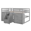 Full Size Functional Loft Bed with Cabinets and Drawers;  Hanging Clothes at the back of the Staircase