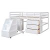 Full Size Functional Loft Bed with Cabinets and Drawers;  Hanging Clothes at the back of the Staircase