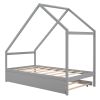 Twin Size Wooden House Bed With Twin Size Trundle