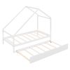 Twin Size Wooden House Bed With Twin Size Trundle