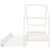 Twin Size Wooden House Bed With Twin Size Trundle