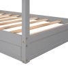 Wood House Bed Twin Size;  2 Twin Solid Bed L structure with fence and slatted frame