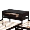 Full Size L-shaped Platform Beds with Twin Size Trundle and Drawers Linked with Built-in Rectangle Table