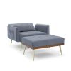 Recline Sofa Chair with Ottoman;  Two Arm Pocket and Wood Frame include 1 Pillow;  Teal (40.5'x33'x32')