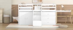 Full Size Functional Loft Bed with Cabinets and Drawers;  Hanging Clothes at the back of the Staircase