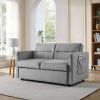 Loveseats Sofa Bed with Pull-out Bed;  Adjustable Back and Two Arm Pocket