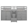 Full Size Functional Loft Bed with Cabinets and Drawers;  Hanging Clothes at the back of the Staircase