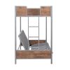 Twin-Over-Futon Bunk Bed;  Metal Futon Bunk Bed Frame with Guardrails and Ladder