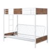 Twin-Over-Futon Bunk Bed;  Metal Futon Bunk Bed Frame with Guardrails and Ladder
