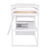 Twin Size Loft Bed with Desk and Shelves;  Two Built-in Drawers
