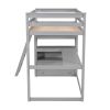 Twin Size Loft Bed with Desk and Shelves;  Two Built-in Drawers