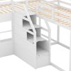 Twin over Twin L-Shaped Bunk Bed with Built-in Middle Staircase