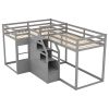 Twin over Twin L-Shaped Bunk Bed with Built-in Middle Staircase