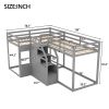 Twin over Twin L-Shaped Bunk Bed with Built-in Middle Staircase