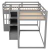 Twin over Twin L-Shaped Bunk Bed with Built-in Middle Staircase