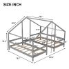 Double Twin Size Triangular House Beds with Built-in Table