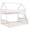 Twin over Full House Bunk Bed with Built-in Ladder,Gray