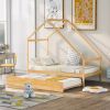 Twin Size Wooden House Bed With Twin Size Trundle