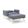 Recline Sofa Chair with Ottoman;  Two Arm Pocket and Wood Frame include 1 Pillow;  Teal (40.5'x33'x32')