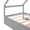 Twin Size Wooden House Bed With Twin Size Trundle