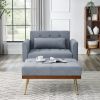 Recline Sofa Chair with Ottoman;  Two Arm Pocket and Wood Frame include 1 Pillow;  Teal (40.5'x33'x32')