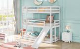 Twin over Twin over Twin Adjustable Triple Bunk Bed with Ladder and Slide
