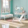 Twin over Twin over Twin Adjustable Triple Bunk Bed with Ladder and Slide
