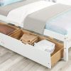 Betterhood Twin Platform Bed Frame with 2 Storage Drawers;  Wood Twin Bed Frames for Kids Toddler Girls Boys;  10 Slats Support;  No Box Spring Needed