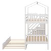 Multifunctional Twin over Twin House Bunk Bed with Staircase and Storage Space