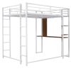 Full Size Metal Loft Bed with 2 Shelves and one Desk