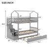 Multifunctional Twin over Twin House Bunk Bed with Staircase and Storage Space