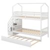 Multifunctional Twin over Twin House Bunk Bed with Staircase and Storage Space
