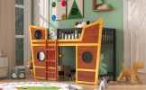 Full Size Boat Shape Loft Bed with Ladder