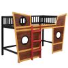 Full Size Boat Shape Loft Bed with Ladder
