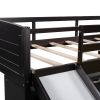 Low Twin Size Loft Bed with Cabinets;  Shelves and Slide