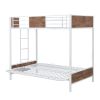 Twin-Over-Futon Bunk Bed;  Metal Futon Bunk Bed Frame with Guardrails and Ladder