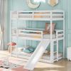 Twin over Twin over Twin Adjustable Triple Bunk Bed with Ladder and Slide