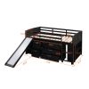 Low Twin Size Loft Bed with Cabinets;  Shelves and Slide