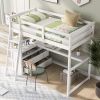 Twin Size Loft Bed with Desk and Shelves;  Two Built-in Drawers