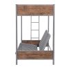 Twin-Over-Futon Bunk Bed;  Metal Futon Bunk Bed Frame with Guardrails and Ladder