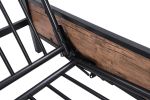 Twin-Over-Futon Bunk Bed;  Metal Futon Bunk Bed Frame with Guardrails and Ladder