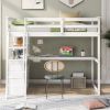 Twin Size Loft Bed with Desk and Shelves;  Two Built-in Drawers
