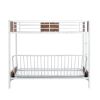 Twin-Over-Futon Bunk Bed;  Metal Futon Bunk Bed Frame with Guardrails and Ladder