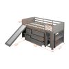 Low Twin Size Loft Bed with Cabinets;  Shelves and Slide