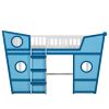 Full Size Boat Shape Loft Bed with Ladder
