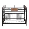 Twin-Over-Futon Bunk Bed;  Metal Futon Bunk Bed Frame with Guardrails and Ladder