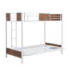 Twin-Over-Futon Bunk Bed;  Metal Futon Bunk Bed Frame with Guardrails and Ladder