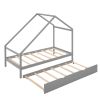 Twin Size Wooden House Bed With Twin Size Trundle