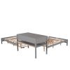 Full Size L-shaped Platform Beds with Twin Size Trundle and Drawers Linked with Built-in Rectangle Table