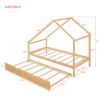 Twin Size Wooden House Bed With Twin Size Trundle